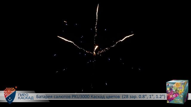 Батарея салютов КАСКАД ЦВЕТОВ (28х0,8-1-1,2) PKU3000 смотреть онлайн