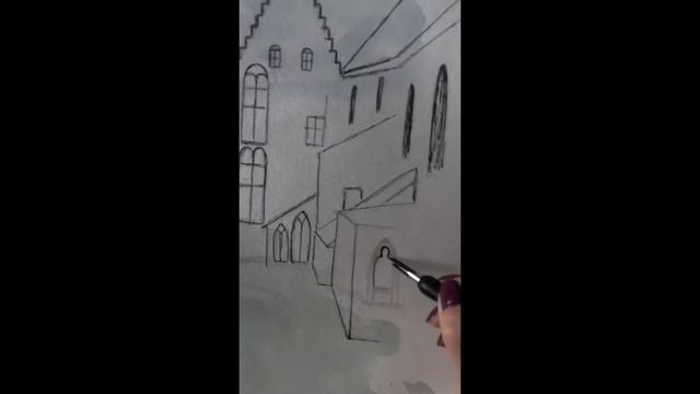 Городской скетч тушью и акварелью «Брюгге» смотреть онлайн