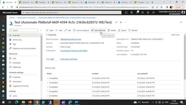 How to launch Azure Automation Runbooks using a webhook request смотреть онлайн