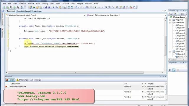 Automatic answer Telegram bot C# VB.net смотреть онлайн