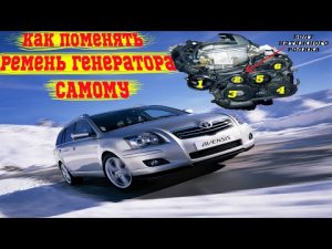 тойота авенсис_замена ремня генератора_ toyota avensis 2007_двигатель 1AZ-FSE