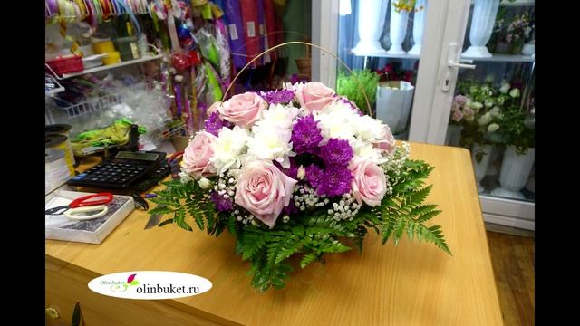 Собираем корзину из цветов хризантемы и розы! смотреть онлайн