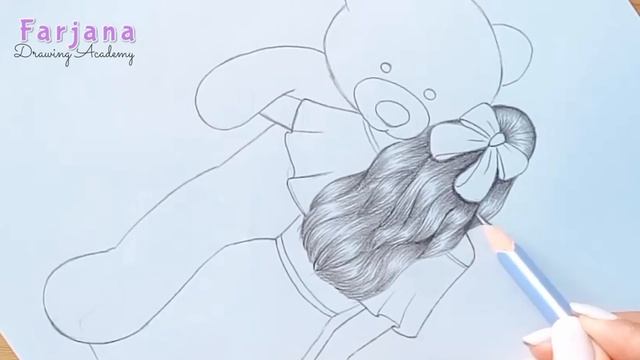 How to draw a girl with her Teddy bear - step by step || Pencil Sketch for beginners || Art Video смотреть онлайн