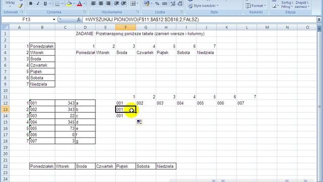 Zamiana wierszy na kolumny za pomocą funkcji wyszukaj.pionowo Excel 2007 PL смотреть онлайн