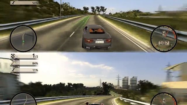 crash time III split screen race: Maserati GranTurismo S '08 vs Ferrari 250 California '57 смотреть онлайн