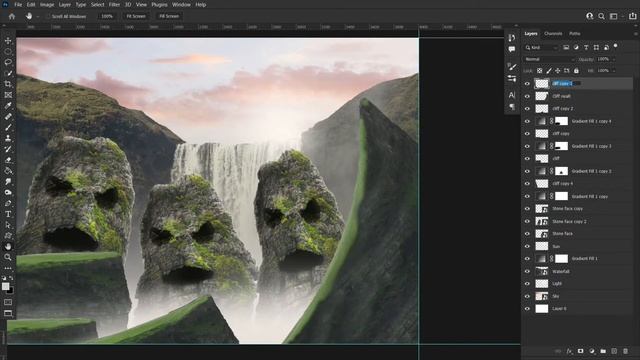 Stone Monsters Matte painting Photoshop tutorial 2022 - Visuals of karthik смотреть онлайн