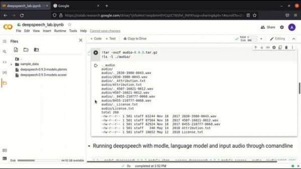 Generate text from speech with DeepSpeech