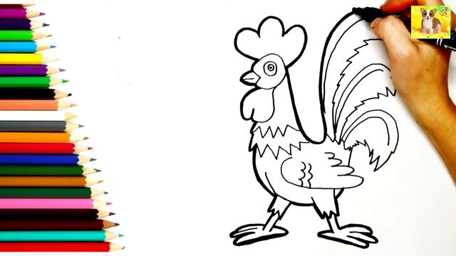 Как нарисовать Петуха Рисунок раскраска для детей Мультик раскраска смотреть онлайн