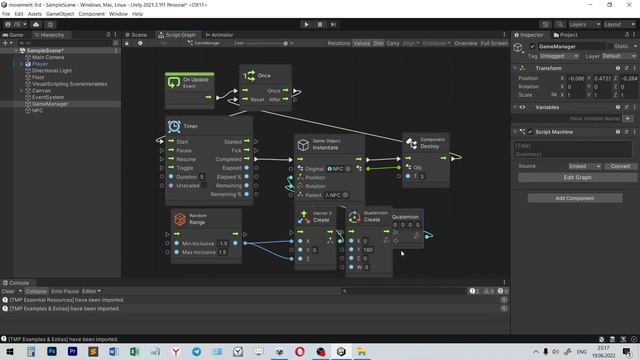 Как создать NPC в игре используя визуальное программирование | Unity Visual Scripting смотреть онлайн