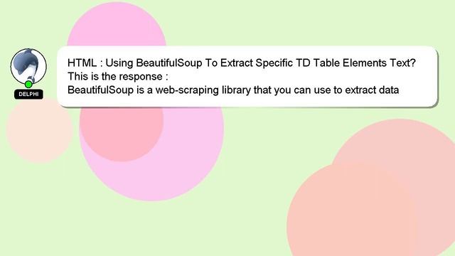 HTML : Using BeautifulSoup To Extract Specific TD Table Elements Text? смотреть онлайн