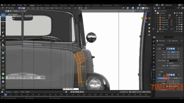 Timelapse 3D model of the cabin of a Chevrolet 3100 truck in Blender. Part 1. смотреть онлайн