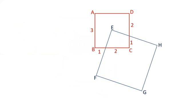 Two overlapping squares of different length, find the area of shaded region смотреть онлайн