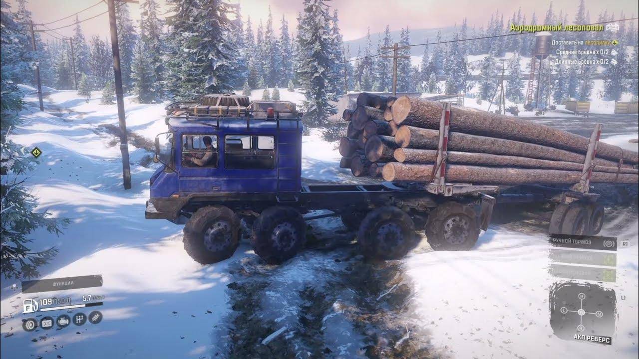 SnowRunner ★ Кольский п-ов ★ Перевозка брёвен (часть 2) ★ Переезд в Мэн (США) ★ Режим Хардкор. #090 смотреть онлайн