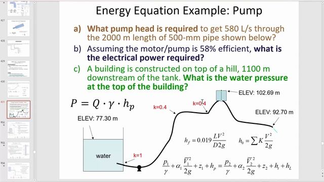 Pumps, Energy and Hydraulic Grade Line - ENGR 318 (3 Dec 2020) Class 28 смотреть онлайн
