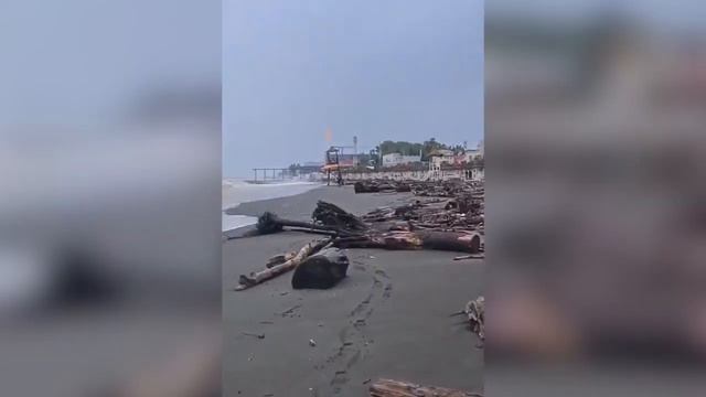 Пляжи Сочи после урагана завалены мусором и тоннами древесины смотреть онлайн