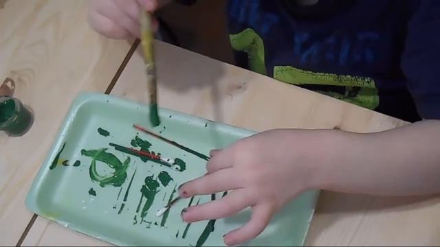 Поделка - открытка "Подснежники" из ватных палочек. смотреть онлайн