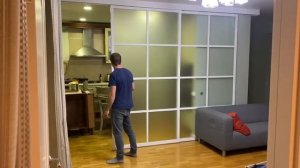 Раздвижная перегородка и обрамление проёма(трубы+ниша)