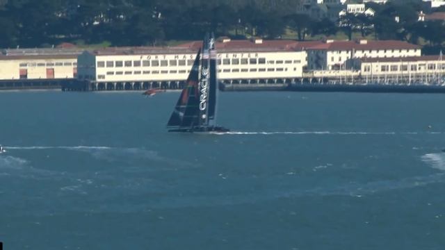 Oracle Racing AC72, 2/21/13, bear away and gybe. смотреть онлайн