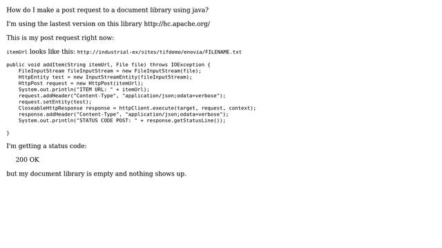 Sharepoint: POST a file to Document library using java смотреть онлайн