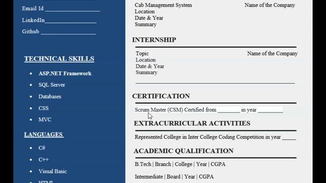 ASP.NET Developer Resume कैसे बनाए | Resume for ASP.NET Developer | how to write a resume | смотреть онлайн