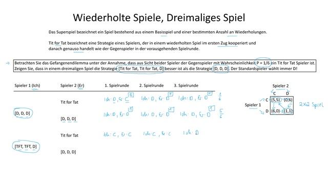 Wiederholte Spiele, Dreimaliges Spiel | Spieltheorie смотреть онлайн