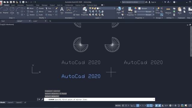 AutoCad 19 : MIRROR and SCALE command смотреть онлайн