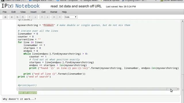 why doesn't my python3 search script work? please see ipynb URL in description смотреть онлайн