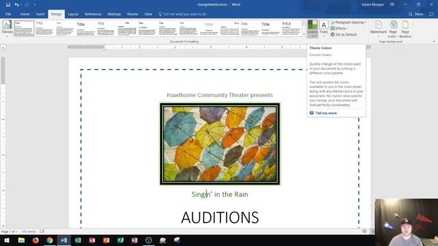 Word 2016 - Theme Colors - How To Change Color Themes in the Background of Document in MS Office 36 смотреть онлайн