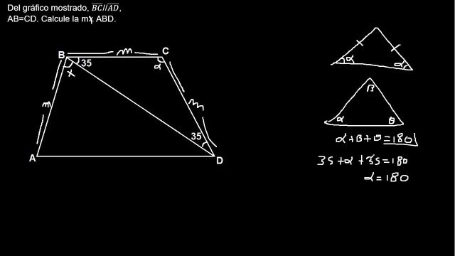 Del grafico mostrado BC//AD AB=CD calcule m ABD , geometria para graficar el texto смотреть онлайн