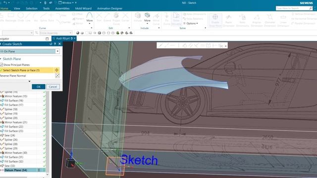 NX Surfacing PART-1 Car Modeling#siemens #cadcammechanical #unigraphics #audi #cadcam