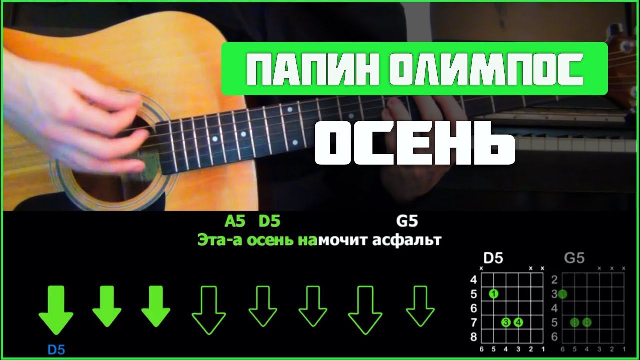 Папин Олимпос - Осень | Разбор песни на гитаре | Аккорды, табы и бой смотреть онлайн