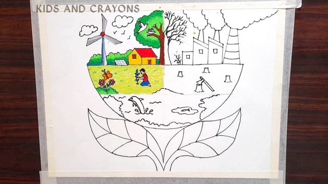 World Environment Day Drawing | Save Environment Drawing | Earth Day Drawing смотреть онлайн