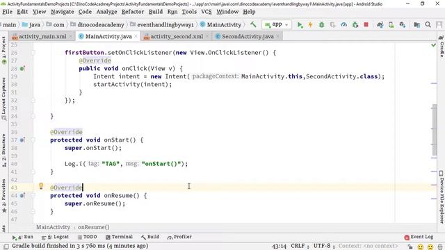 20. Demo App to show the usage of all Activity Life Cycle methods in Android Studio| Part: 20 смотреть онлайн