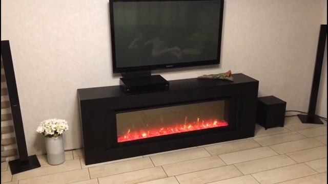 Шикарный линейный электрокамин LINE 50 в виде тумбы под телевизор! смотреть онлайн