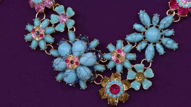 Joan Rivers Simulated Turquoise Floral Garden Necklace On QVC