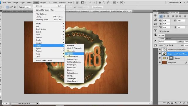 Photoshop Tutorial - Gold metal effect on a vector смотреть онлайн