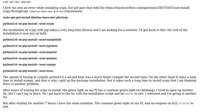 Raspberry Pi: Problems installing Scipy stack for Python3.6 on Pi-2 смотреть онлайн