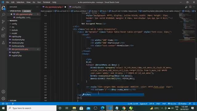 User permission for the dynamically menu, User wise permission using PHP and MySQL, Part 1 смотреть онлайн