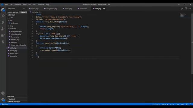 Code Menu Items Template PHP смотреть онлайн