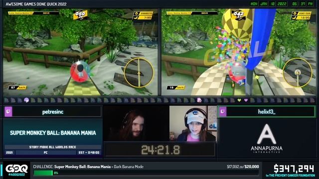 Super Monkey Ball: Banana Mania by PetresInc and Helix in 39:20 - AGDQ 2022 Online смотреть онлайн