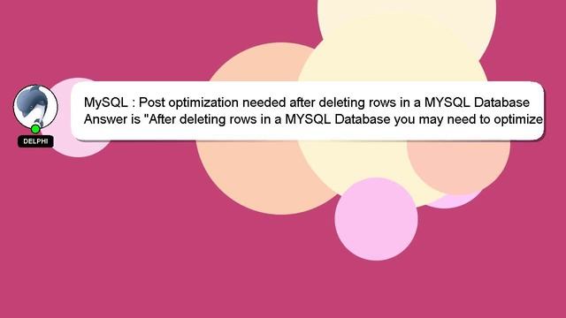 MySQL : Post optimization needed after deleting rows in a MYSQL Database смотреть онлайн