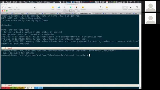 Sysdig Falco - Open Source Docker Security - Detecting a write attack below/bin смотреть онлайн