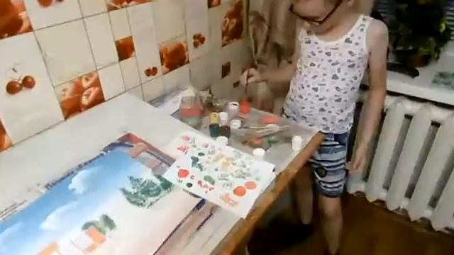 Картина гуашь. Корзун Владислав 10 лет. Папа плохому не научит. смотреть онлайн
