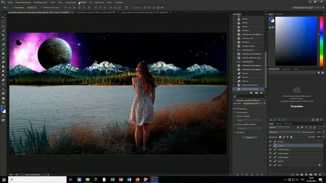 Создание КОСМИЧЕСКИ красивой фотографии в Photoshop. смотреть онлайн