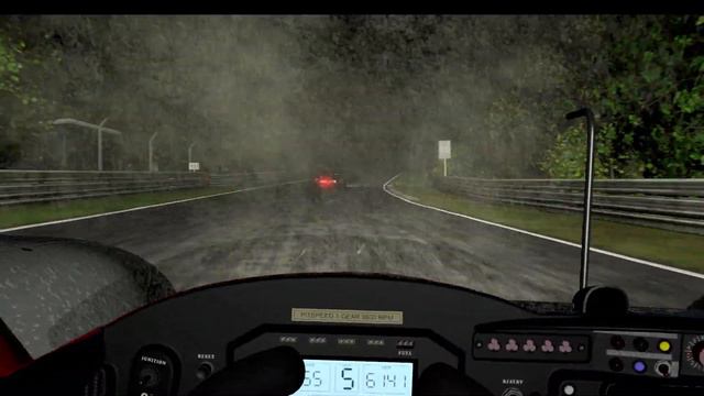 Racing the Nurburgring Night in Thunderstorm Cockpit View смотреть онлайн
