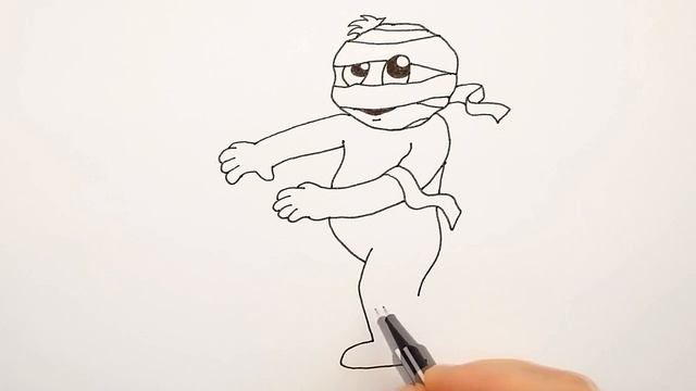 Как Нарисовать Мумию на Хэллоуин | Рисуем картинки на Хэллоуин поэтапно смотреть онлайн