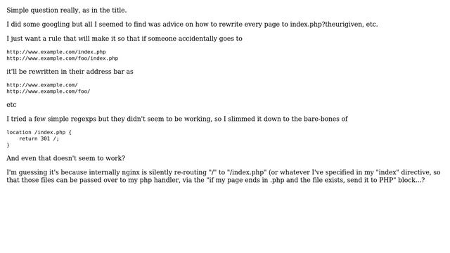 DevOps & SysAdmins: Redirect any access to "/index.php" to "/" in nginx смотреть онлайн