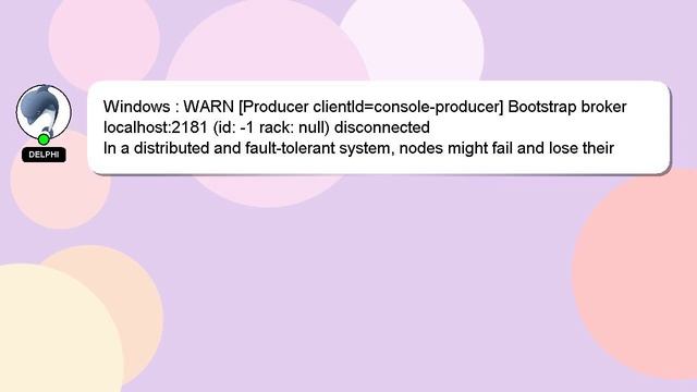 Windows : WARN [Producer clientId=console-producer] Bootstrap broker localhost:2181 (id: -1 rack: n смотреть онлайн