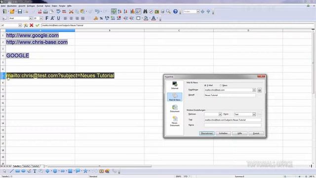Hyperlinks zu Webseiten, Dateien und Emailprogramm (OpenOffice Calc) смотреть онлайн
