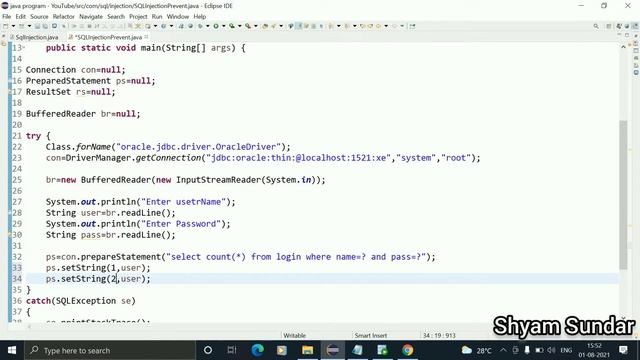 how to prevent SqlinjectionAttack in jdbc || Shyam Sundar смотреть онлайн